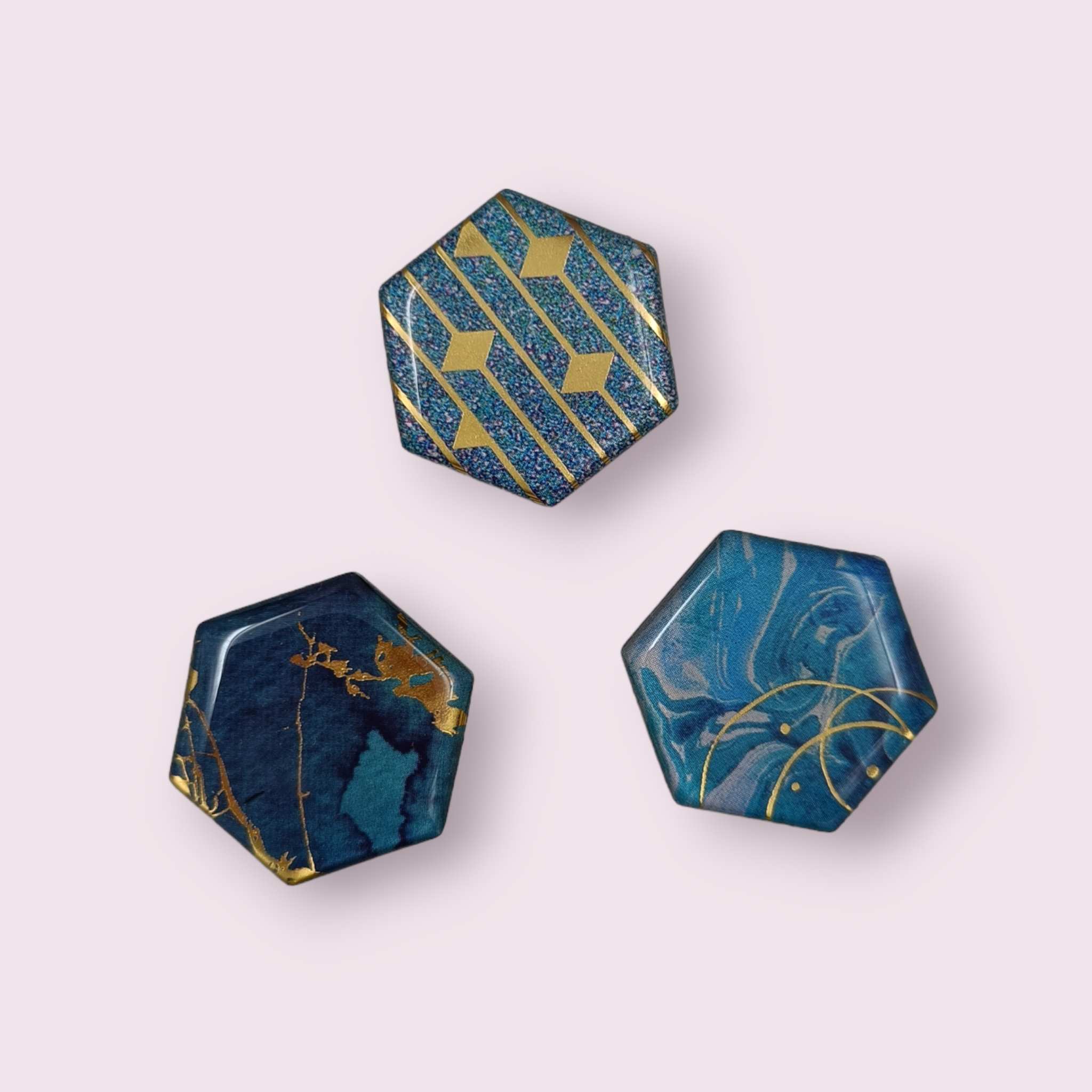 Koristemagneetit 3 kpl, kuusikulmaiset