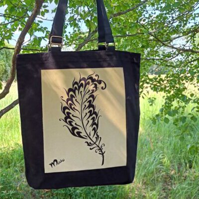 Hohde kangaslaukku, Höyhen, kulta