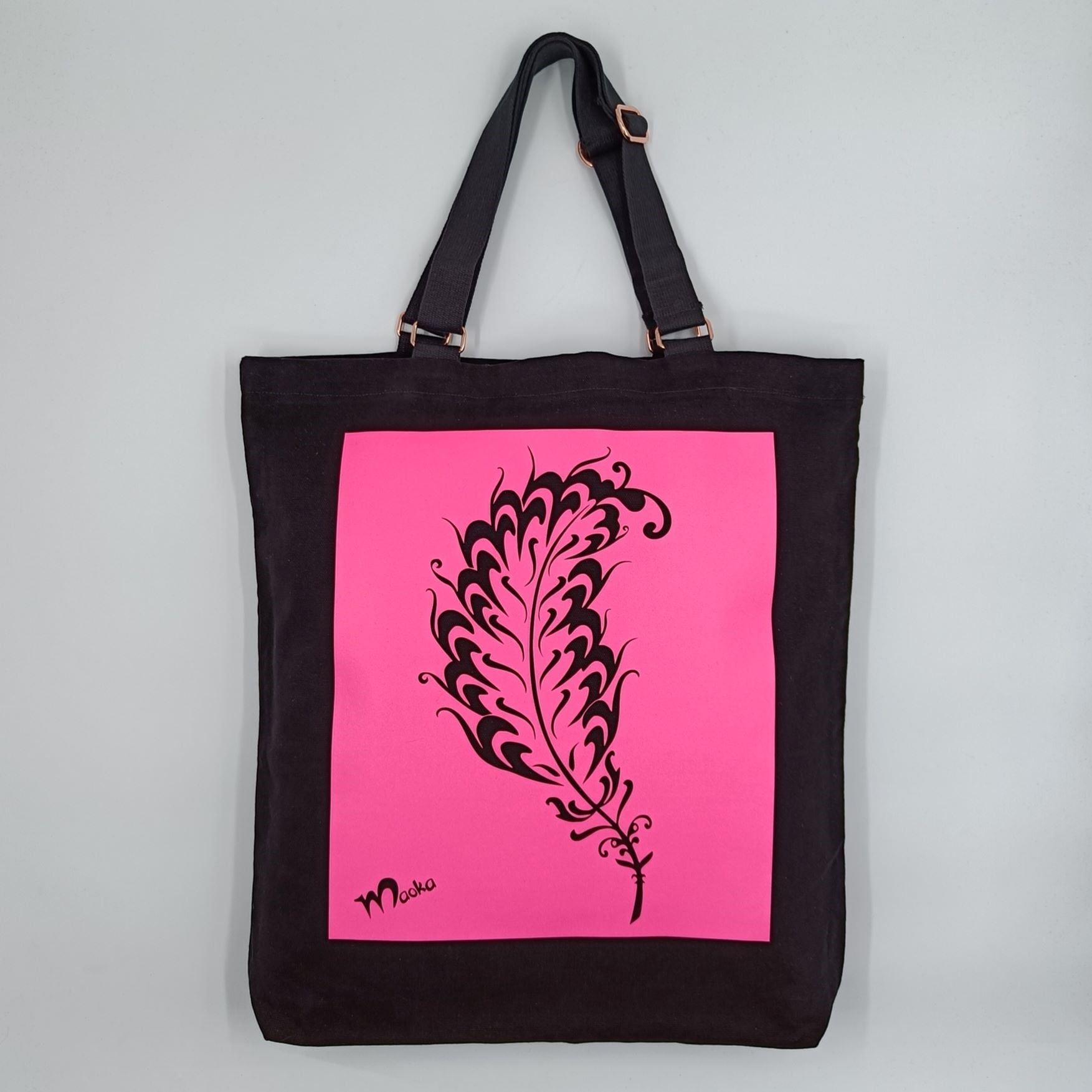 Hohde kangaslaukku, Höyhen, pinkki - Image 2