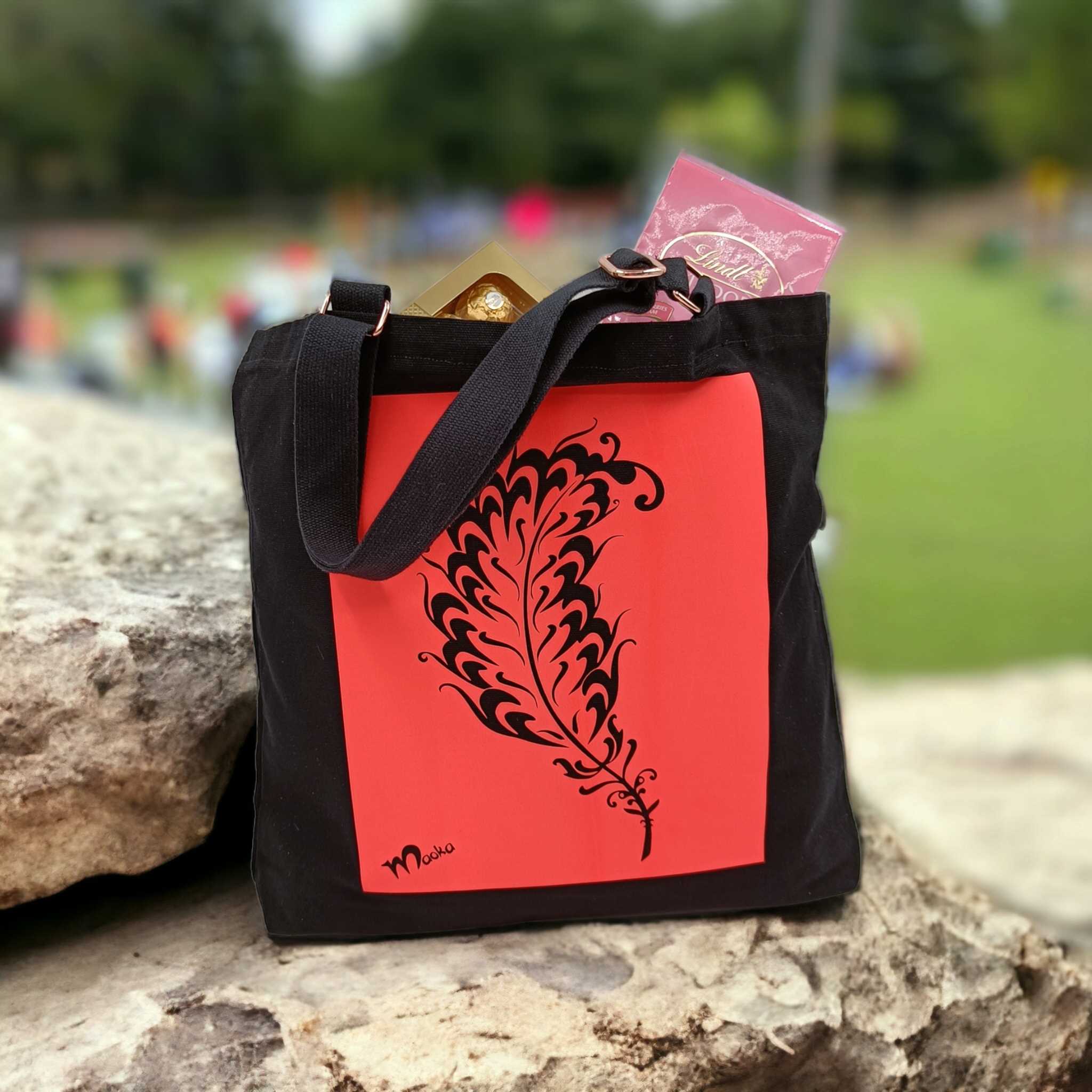 Hohde kangaslaukku, Höyhen, punainen 7 Hohde kangaslaukku, Höyhen, punainen - Image 7