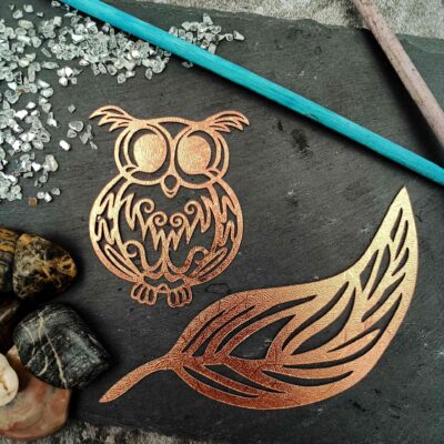 Pilke magneettisetti, Pöllö ja Pajun lehti, 2 kpl, Teksturoitu