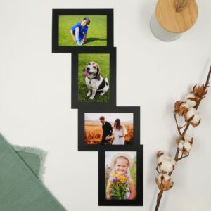 Pilke magneettinen kollaasikehys neljälle 10x15 kuvalle, Harjattu musta