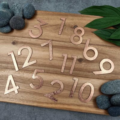 Numerot, teksturoitu kupari