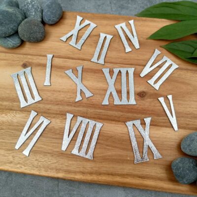 Roomalaiset numerot, teksturoitu hopea