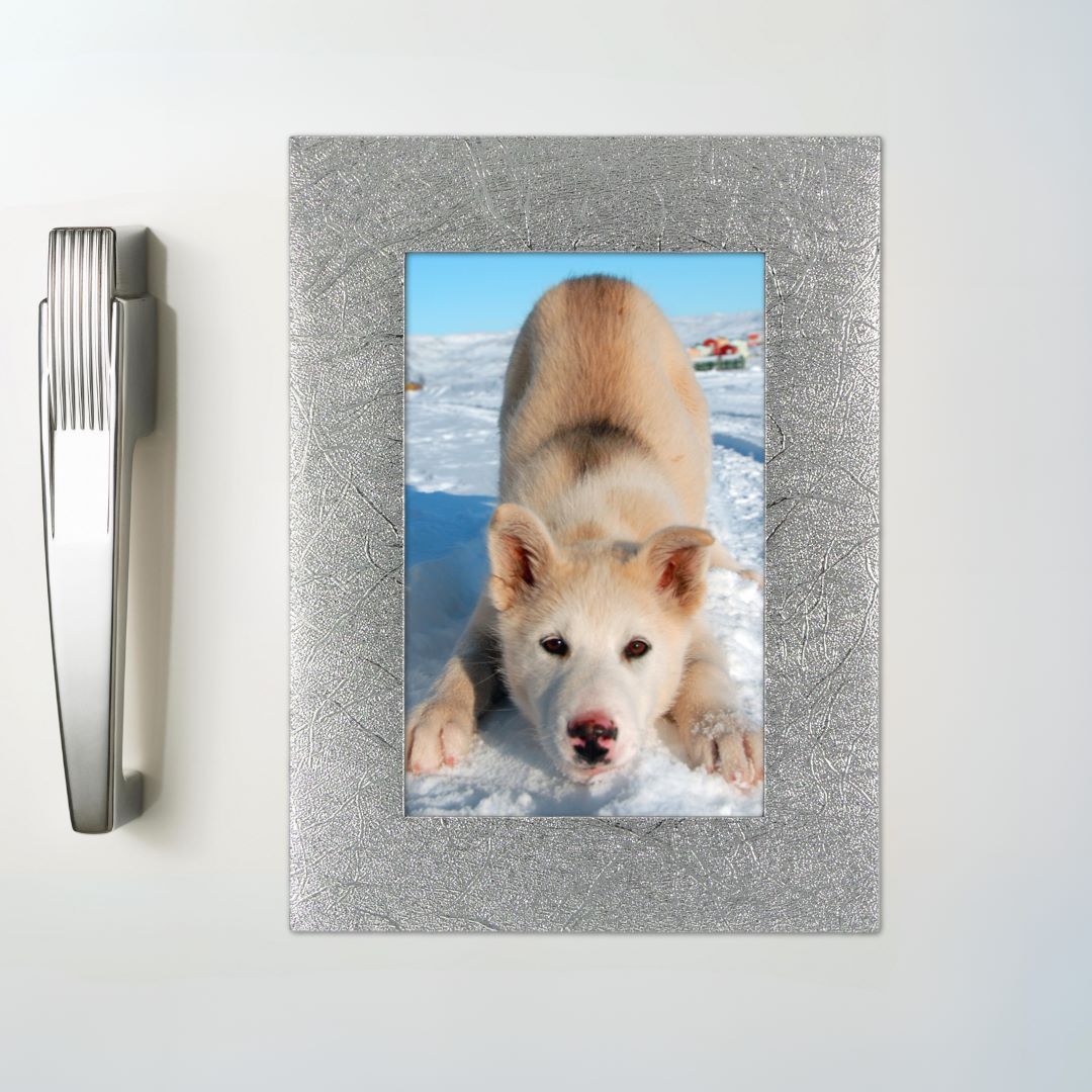 Magneettinen valokuvakehys toimii kuten jääkaappimagneetti.