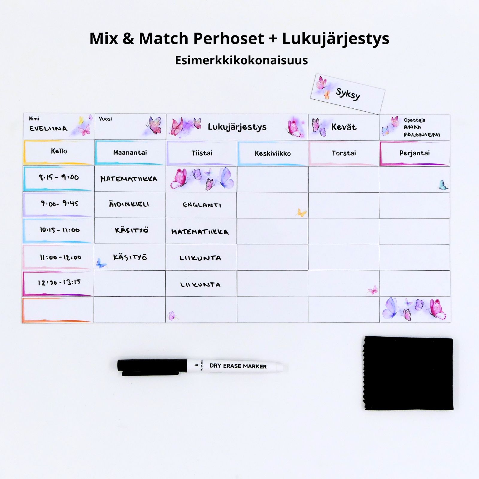 8 MiXit lukujärjestys ja Mix & Match Perhoset
