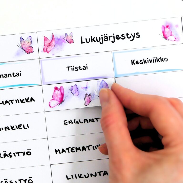 Etusivu 3 Perhos-aiheisen magneetin kiinnittäminen ja järjestäminen lukujärjestystauluun – MiXit Maoka