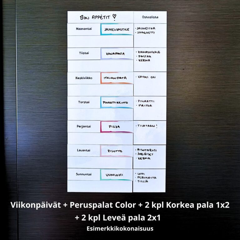 Ruokalista jääkaapin oveen tai muulle magneettiselle pinnalle